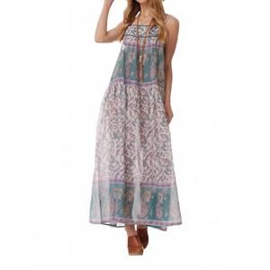 NEW BLUE BOHEME betsy printed maxi tank dress in teal